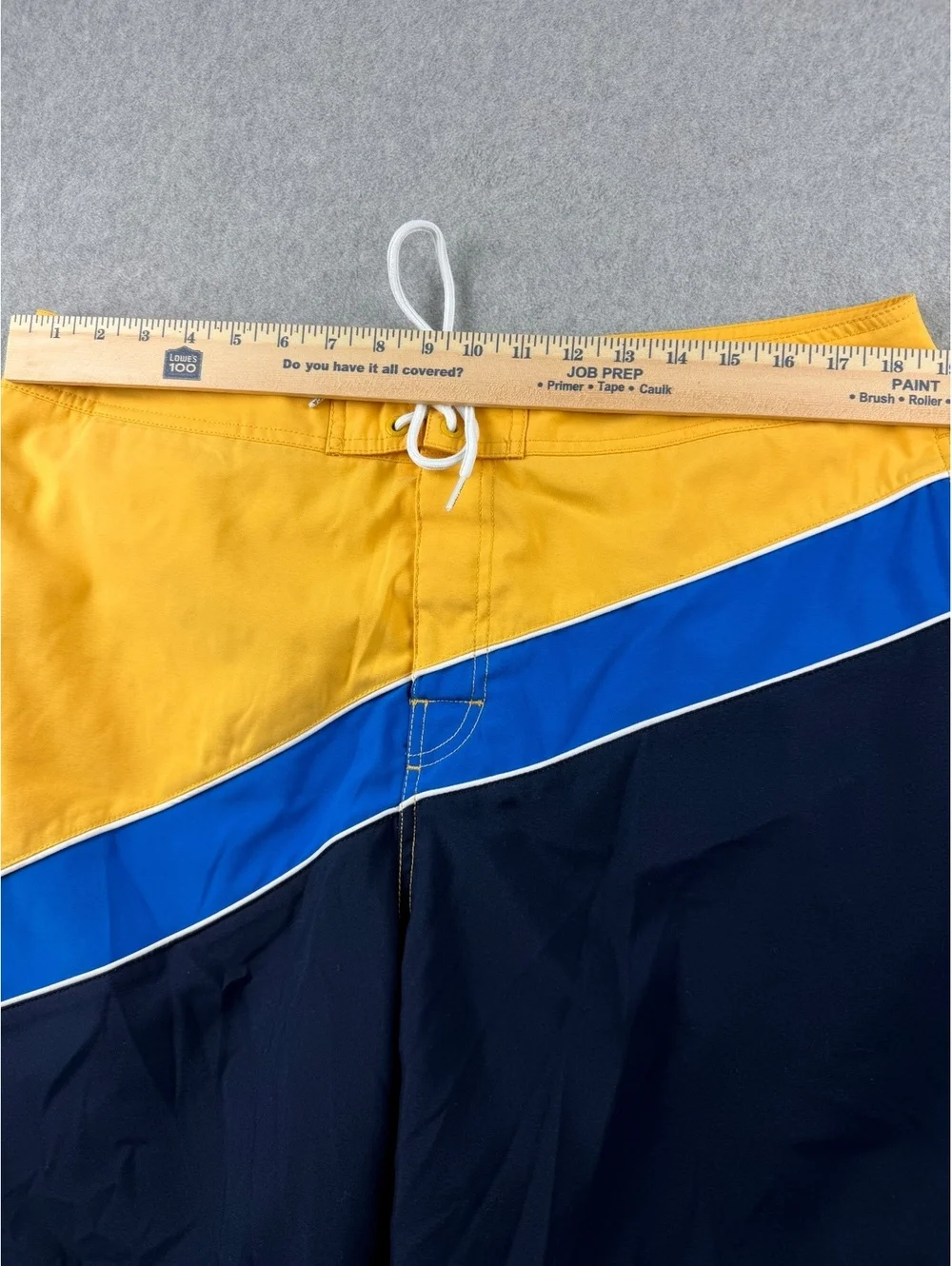 Nautica Mens 36W Board Shorts Colorblock Yellow Blue Navy Swim Trunks Y2K